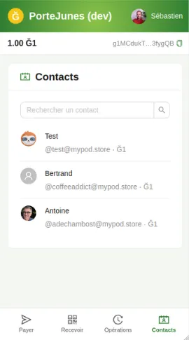 Liste des contacts